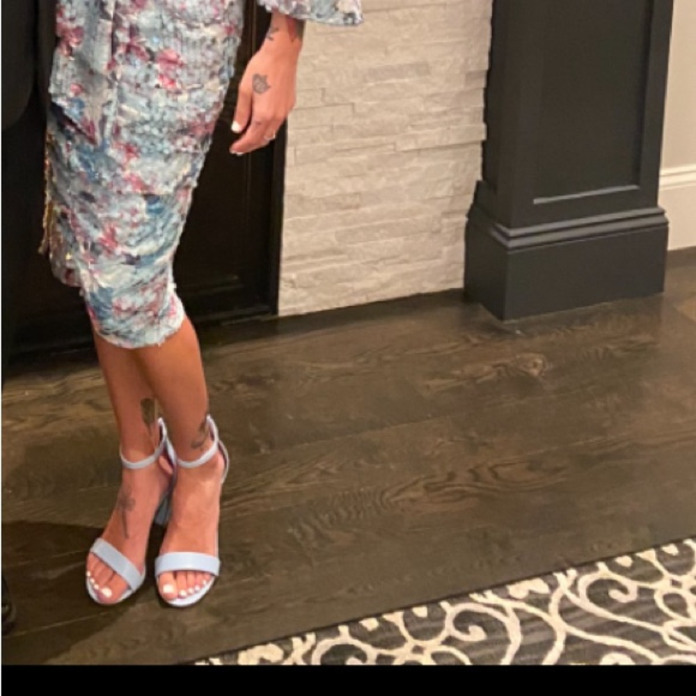 Light blue, sequin floral dress